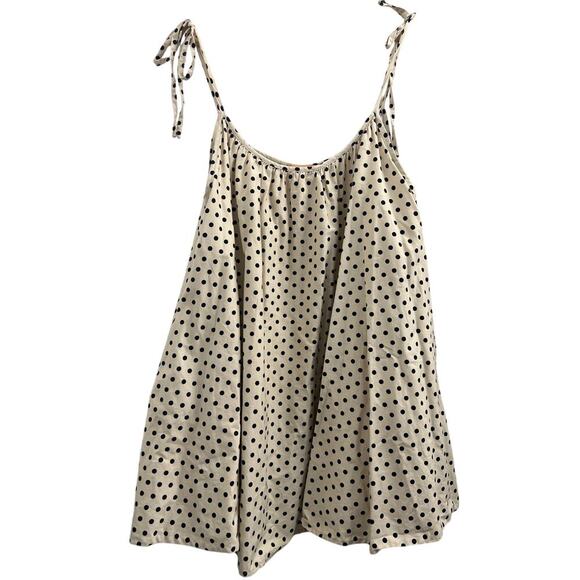 Andamane Bubble Hem Tie Shoulder Mini Dress Black & Cream Polka Dot, size M - Picture 3 of 9
